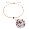 Photo projection friendship band with customised image in pink and silver by TrulyMineCo. Matching couple bracelet