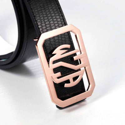 Rectangle customised belt buckle in rose gold by TrulyMineCo
