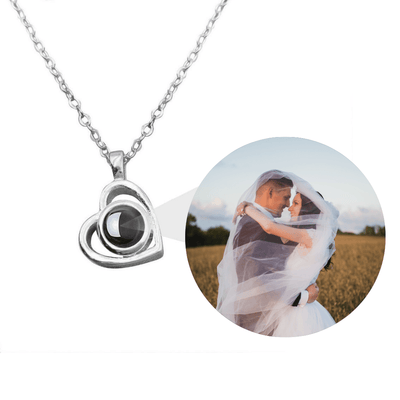 Heart projection necklace with customised image in silver by TrulyMineCo. Made of quality 925 Silver