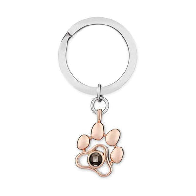 Pet projection keychain in rose gold by TrulyMineCo. Made of durable stainless steel and plated with 18K rose gold