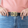 Rectangle customised belt buckle in gold by TrulyMineCo