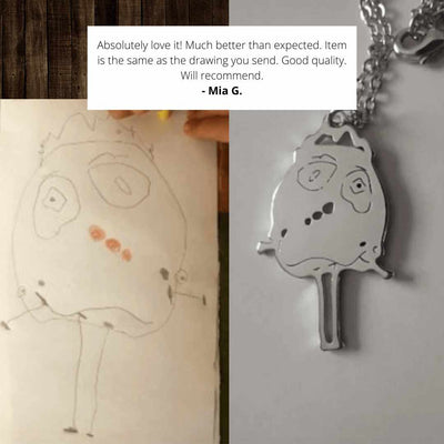 Children Drawing to Necklace in Silver Review by TrulyMineCo. Personalised gift made of durable stainless steel