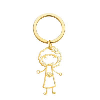 Children Drawing to Keychain in Gold