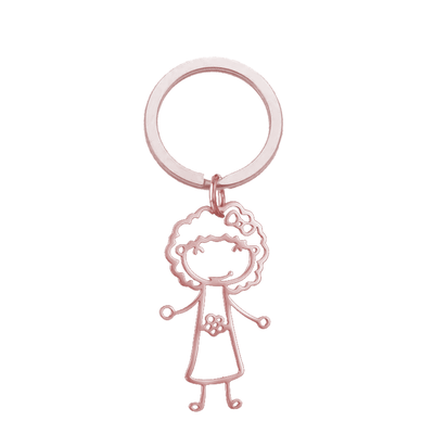 Children Drawing to Keychain in Rose Gold