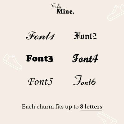 Shoelace charms custom fonts by TrulyMineCo