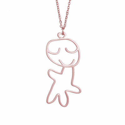 Children Drawing to Necklace in Rose Gold by TrulyMineCo. Personalised gift made of durable stainless steel and plated with 18K rose gold